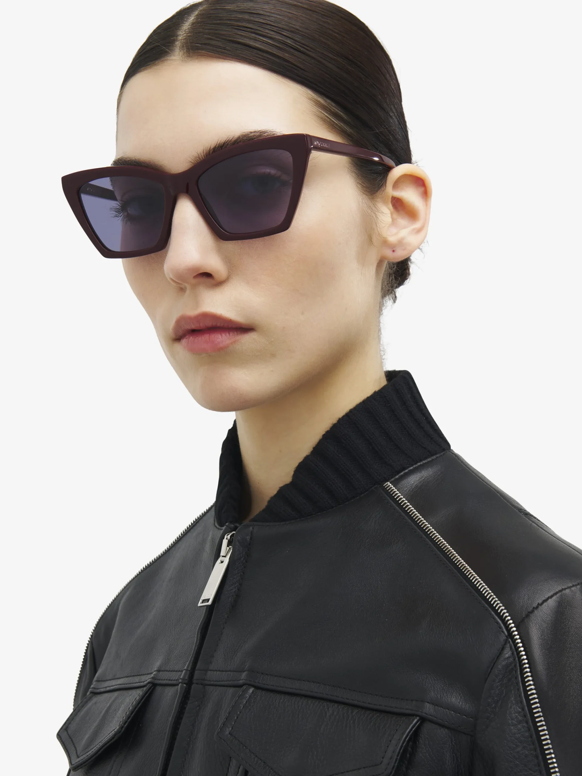 Women's Spike Geometric Cat-eye Sunglasses in Burgundy/Blue