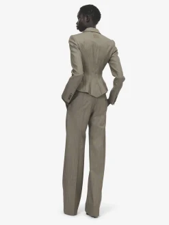 Women's Straight Leg Bumster Trousers in Light Brown