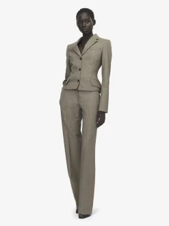 Women's Straight Leg Bumster Trousers in Light Brown