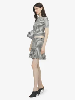 Women's Striped Knit Mini Skirt in Ivory/Navy