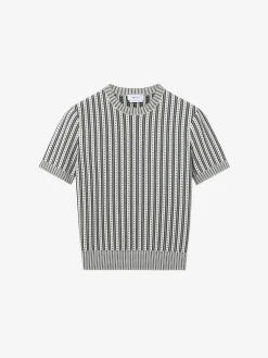 Women's Striped Knit Top in Ivory/Navy