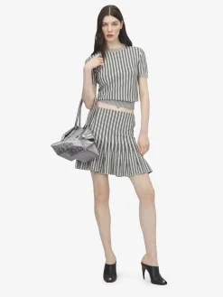 Women's Striped Knit Top in Ivory/Navy