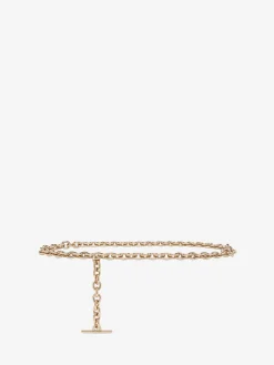 Women's T-Bar Chain Belt in Pale Gold