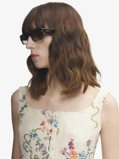 Women's T-Bar Rivet Panthos Sunglasses in Black/Brown