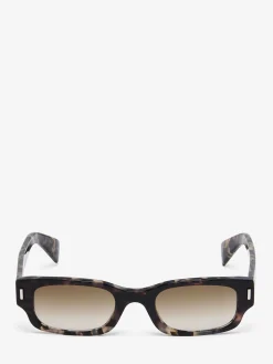 Women's T-Bar Rivet Panthos Sunglasses in Black/Brown