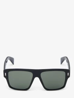 Women's T-Bar Rivet Square Sunglasses in Black