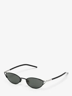 Women's T-Bar Sleek Cat-eye Sunglasses in Black