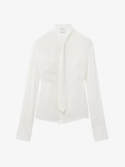 Women's Tie Silk Shirt in Ivory