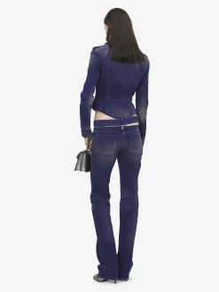 Women's Uniform Denim Jacket in Purple
