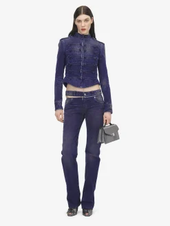 Women's Uniform Denim Jacket in Purple