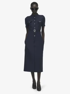 Women's Uniform Midi Dress in Indigo