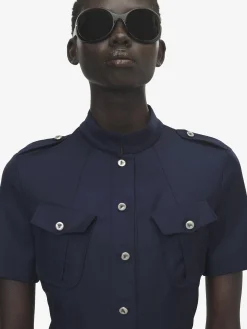 Women's Uniform Midi Dress in Indigo