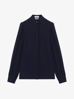 Women's Wishbone Silk Shirt in Indigo