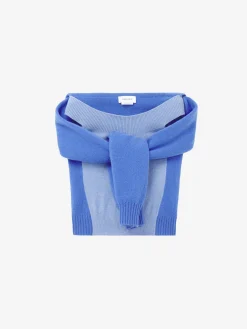 Women's Wool Cashmere Trompe-l'œil Knit Top in Blue