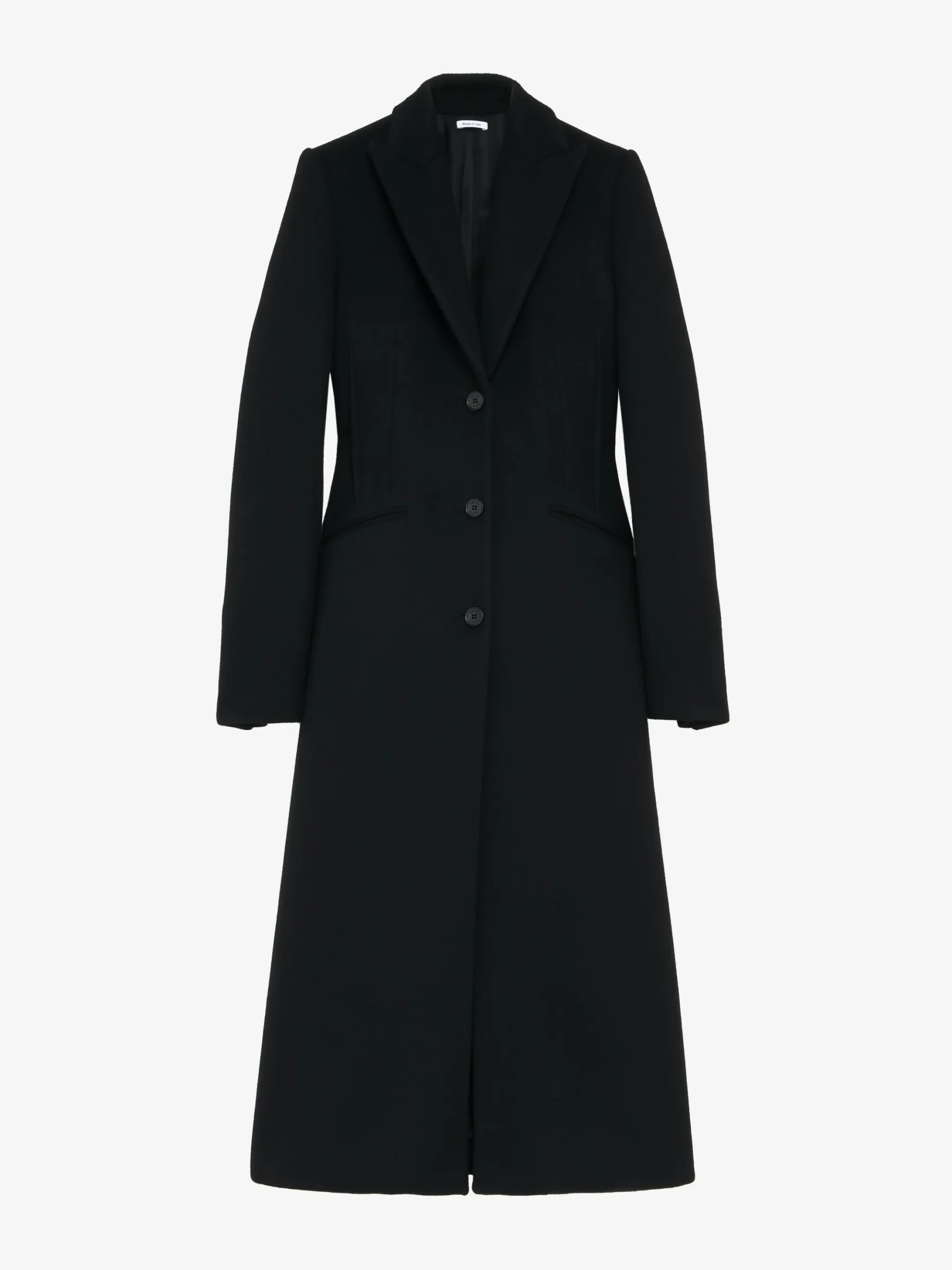 Women's Wool Felt Single-breasted Coat in Black