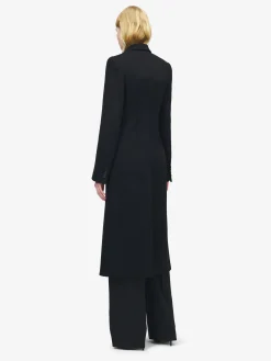 Women's Wool Felt Single-breasted Coat in Black