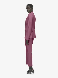 Women's Wool Gabardine Cigarette Trousers in Pink