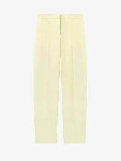 Women's Wool Gabardine Cigarette Trousers in Yellow
