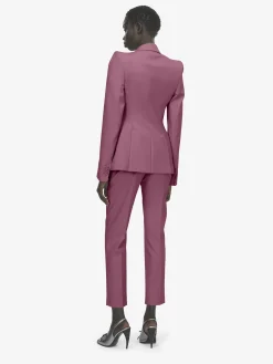 Women's Wool Single-breasted Jacket in Pink