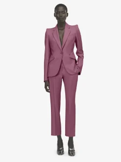 Women's Wool Single-breasted Jacket in Pink