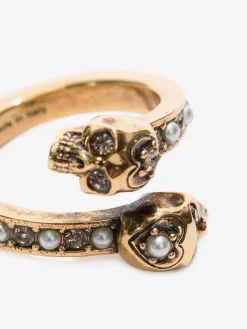Women's Wrap-Around Skull Ring in Gold