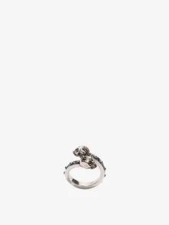 Women's Wrap-Around Skull Ring in Antique Silver-finish