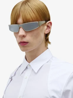 Y2K Metal Sunglasses in Light Silver